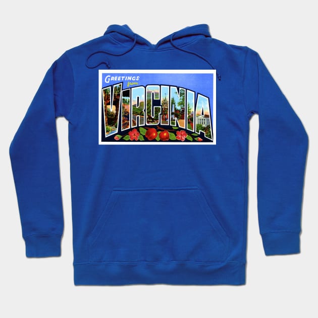 Greetings from Virginia - Vintage Large Letter Postcard Hoodie by Naves